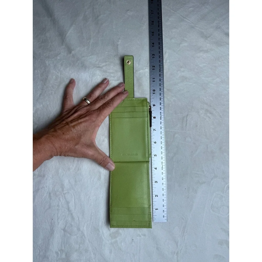 Lodis Julia Card Case Wallet Lime Green Leather RFID Bifold ID Window Zipper